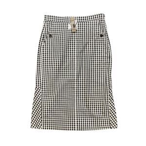 J Crew Skirt Womens 4 White Black Pencil Gingham Seersucker Lined Stretch Midi